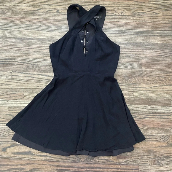 NBD x Naven Twins Lace Me Up Fit and Flare Black Dress Small - Picture 2 of 8